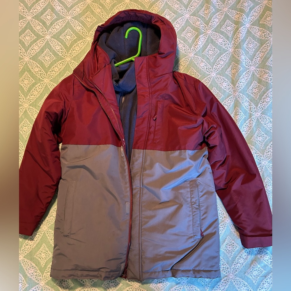 Boy’s size XXL/16, burgundy winter coat with gray liner
